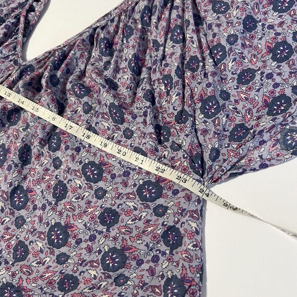 Spell & The Gypsy Sz L Kombi Flutter Top Floral Lavender Purple Blouse - Picture 7 of 10